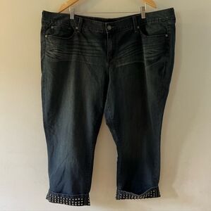 Vintage Torrid spikes cropped skinny jeans, stud, metal, capri, dark wash, punk